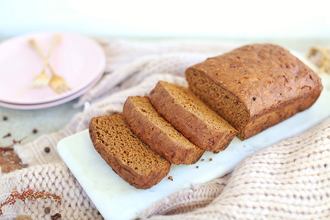 Gluten Free Spiced Sweet Potato Bread | #GlutenFree #DairyFree #RefinedSugarFree #OilFree // JustineCelina.com