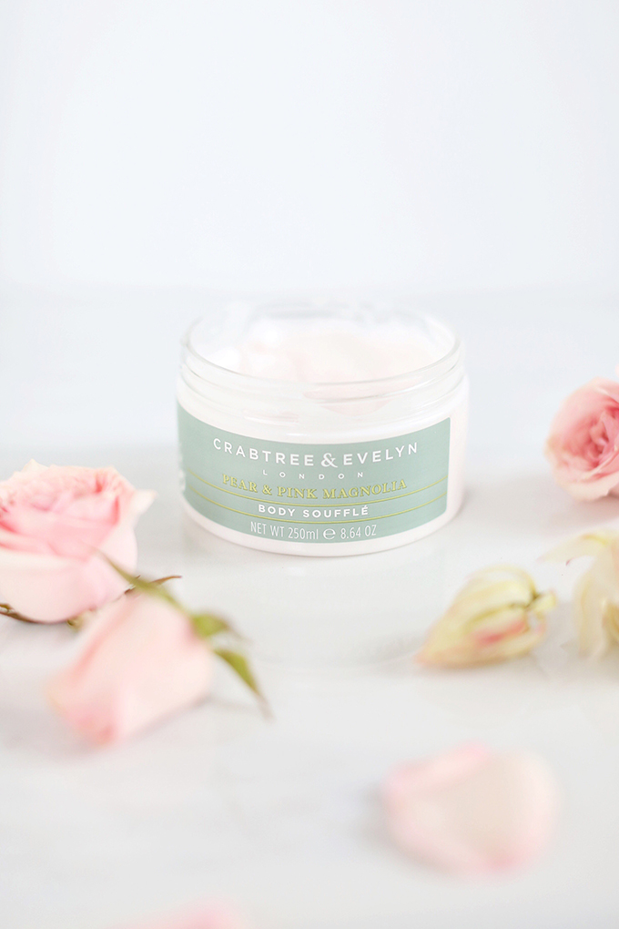 Crabtree & Eveyln Pear and Pink Magnolia Uplifting Body Soufflé Photos, Review | October 2017 Beauty Favourites // JustineCelina.com 