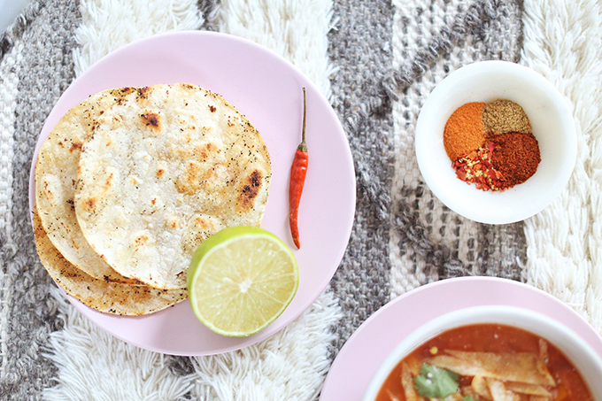 Vegan Slow Cooker Tortilla Soup with Winter Squash | Toasted Corn Tortillas // JustineCelina.com