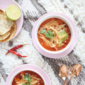Vegan Slow Cooker Tortilla Soup with Winter Squash | Toasted Corn Tortillas // JustineCelina.com