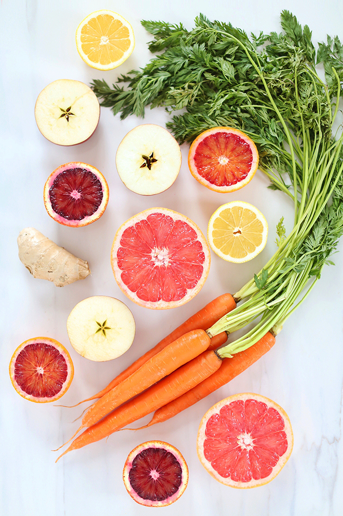 Citrus Season Elixir | The Best Fresh Pressed Citrus Juice | Ruby Red Grapefruit, Blood Oranges, Lemons, Apples, Carrots and Ginger // JustineCelina.com