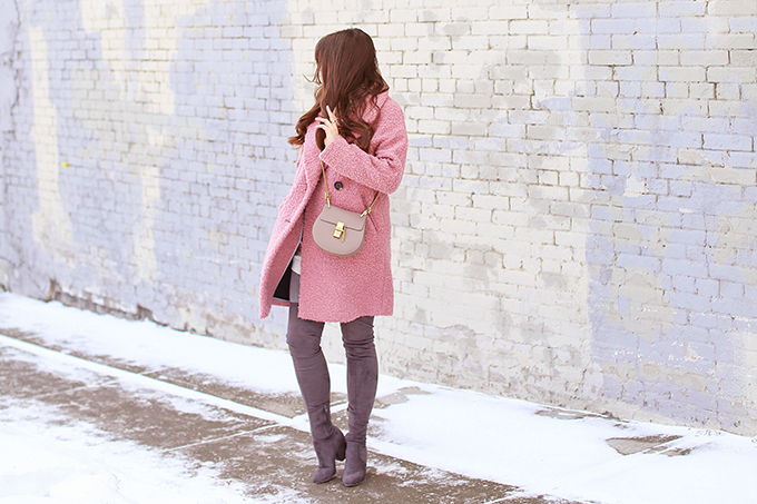 Blush Crush | How to Style Millennial Pink & Blush Hues | Winter / Spring 2018 | Topshop Alicia Boucle Wool Blend Coat Pink // JustineCelina.com