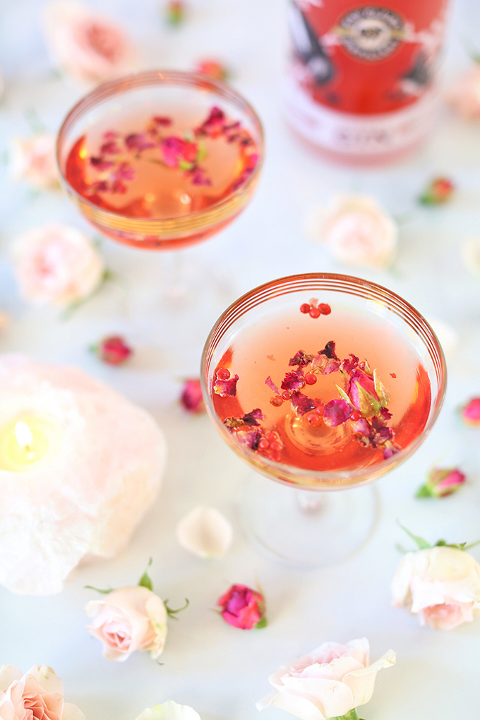 Rose Infused Cherry Gin Fizz | Featuring Eau Claire Distillery Artisanal Cherry Gin + The Silk Road Spice Merchant Rose Petals and Pink Peppercorns + Lamarca Prosecco | Calgary, Alberta Lifestyle + Food Blogger // JustineCelina.com