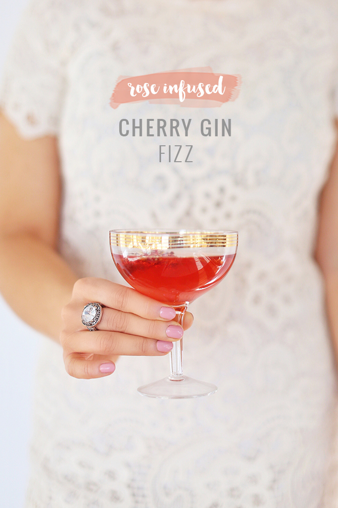 Rose Infused Cherry Gin Fizz | Featuring Eau Claire Distillery Artisanal Cherry Gin + The Silk Road Spice Merchant Spices | Calgary, Alberta Lifestyle + Food Blogger // JustineCelina.com
