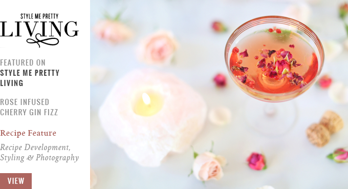 JustineCelina Rose Infused Cherry Gin Fizz Featured on Style Me Pretty Living // JustineCelina.com