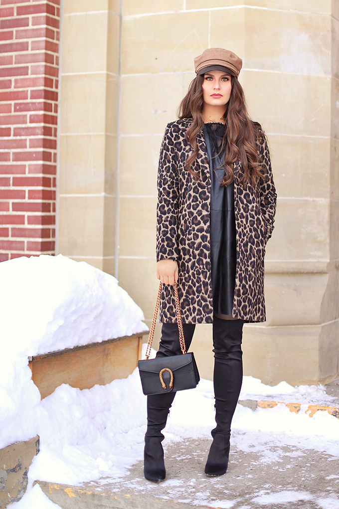 Pattern Play | Leopard Print | Winter to Spring 2018 Transitional Fashion Ideas | Calgary, Alberta Fashion Blogger | Canadian Fashion Blogger | Best Gucci Dionysus Dupe Under $50 // JustineCelina.com