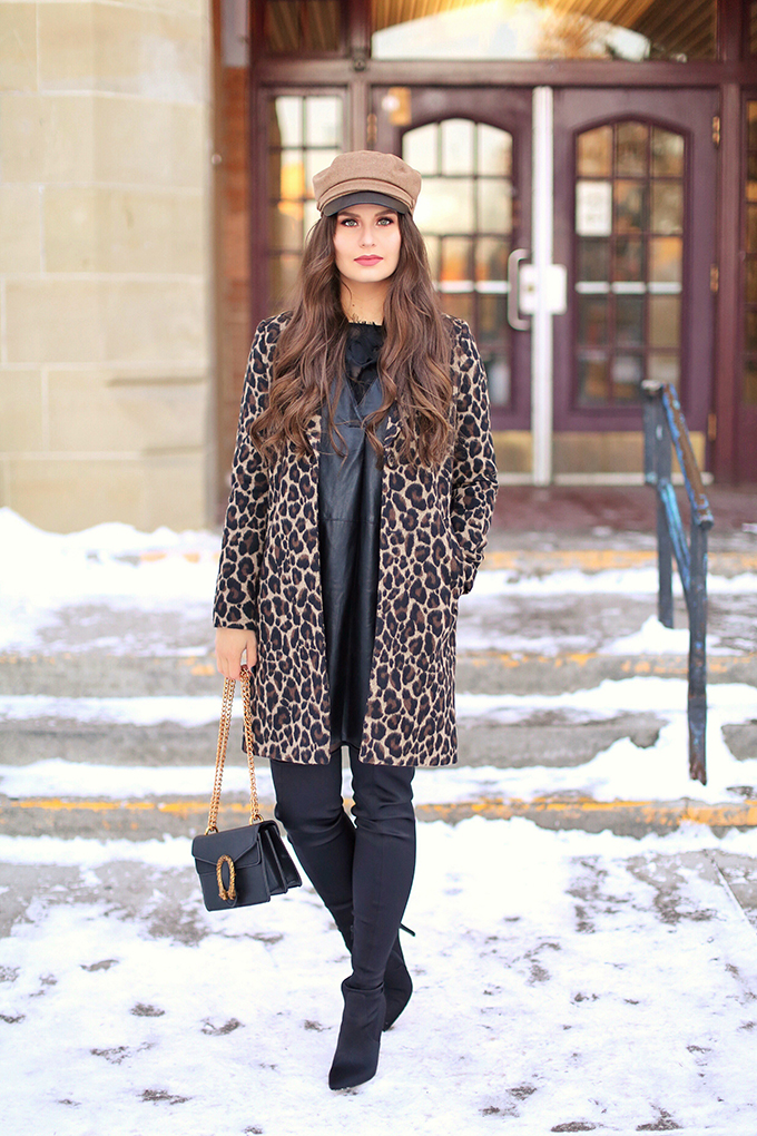 Pattern Play | Leopard Print | Winter to Spring 2018 Transitional Fashion Ideas | Calgary, Alberta Fashion Blogger | Canadian Fashion Blogger | Best Gucci Dionysus Dupe Under $50 // JustineCelina.com