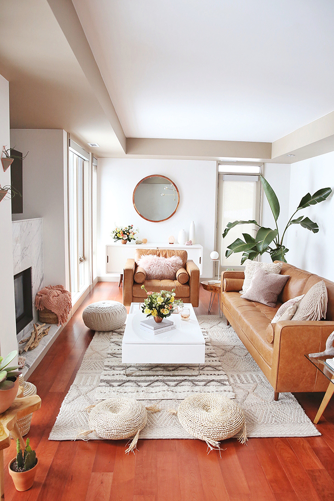 Living Room Reveal in Partnership with HomeSense Canada | A Bohemian, Mid Century Modern Apartment in Calgary, Alberta, Canada // JustineCelina.com