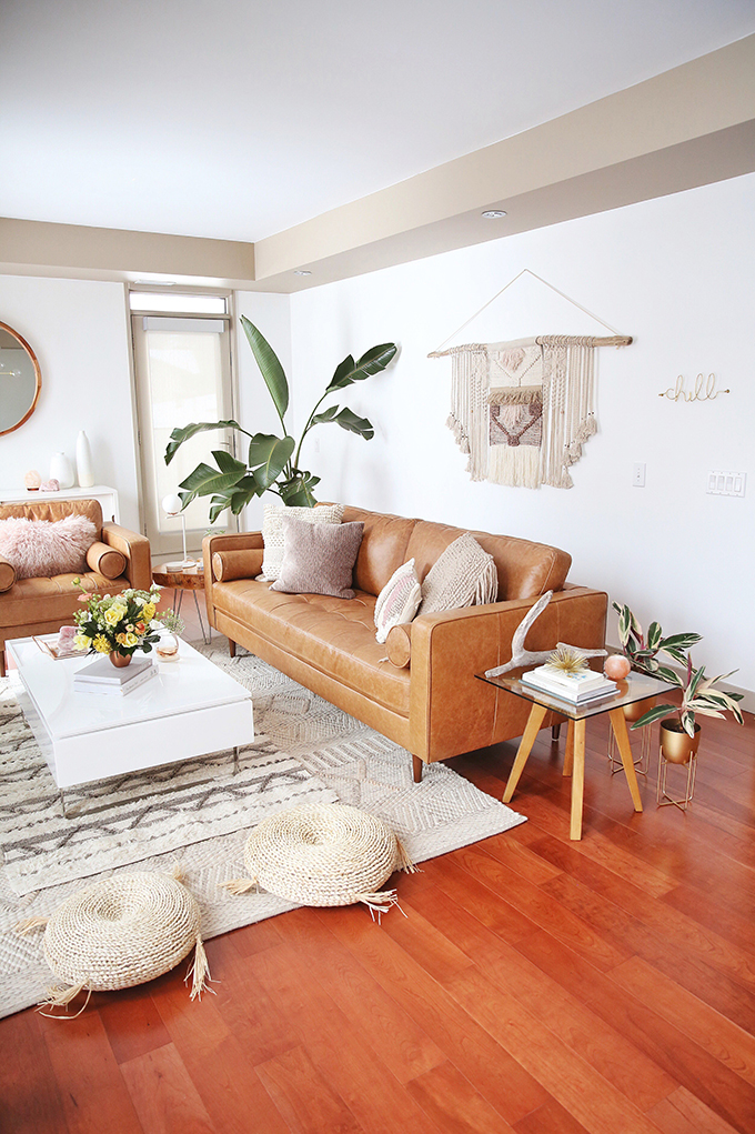 Living Room Reveal in Partnership with HomeSense Canada | A Bohemian, Mid Century Modern Apartment in Calgary, Alberta, Canada // JustineCelina.com