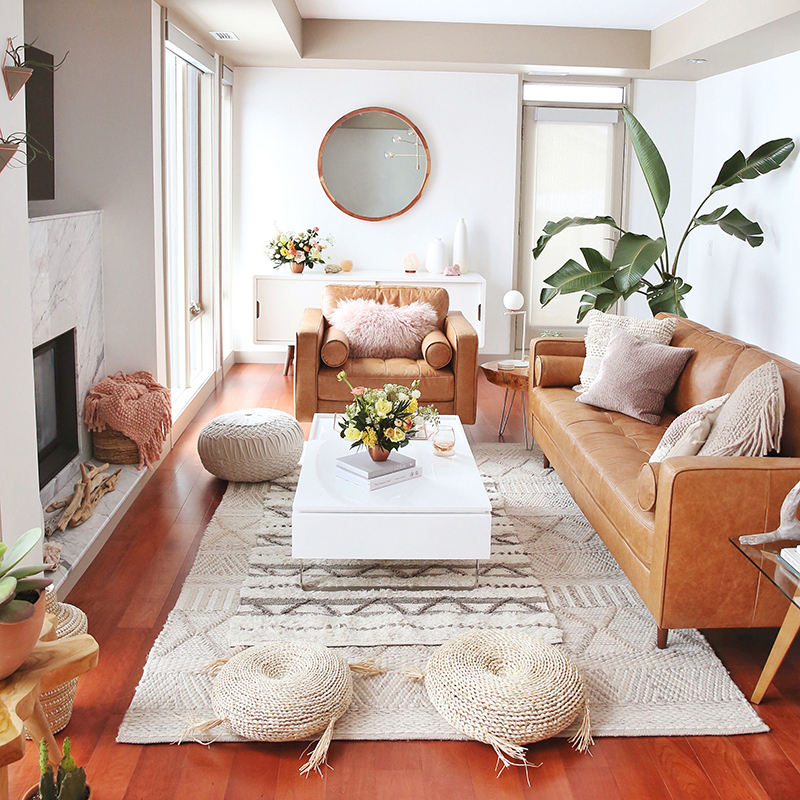 Living Room Reveal in Partnership with HomeSense Canada | A Bohemian, Mid Century Modern Apartment in Calgary, Alberta, Canada // JustineCelina.com