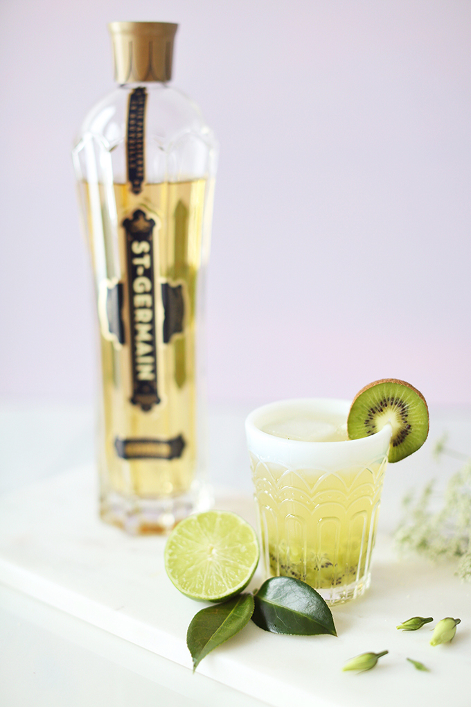 Spring Equinox Kiwi Elderflower Smash with St. Germain Liquer, Lillet Blanc, Angostura Bitters, Kiwi, Lime and Soda + Eau Claire Distillery Prickly Pear EquineOx Giveaway! // JustineCelina.com