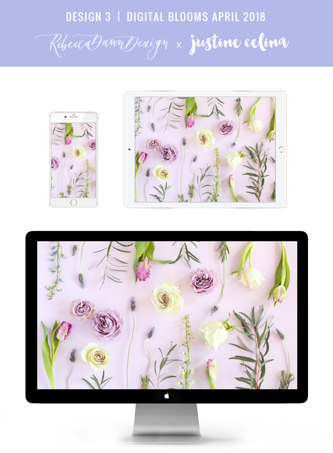 Digital Blooms March 2018 | Free Pantone Inspired Desktop Wallpapers for Spring | Free Lavender Floral Tech Wallpapers | Design 3 // JustineCelina.com x Rebecca Dawn Design