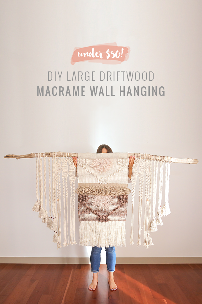 DIY | Large Driftwood Macrame Wall Hanging | How to Make a Large Macrame Wall Hanging for Less Than $50! // JustineCelina.com