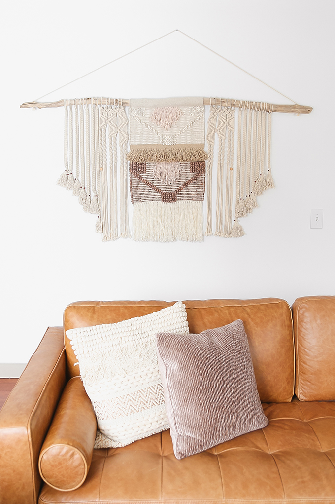 DIY | Large Driftwood Macrame Wall Hanging | How to Make a Large Macrame Wall Hanging for Less Than $50! // JustineCelina.com