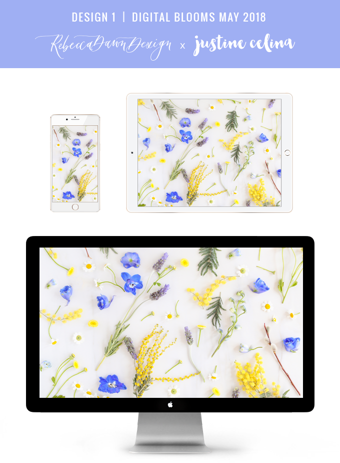 Digital Blooms May 2018 | Free Pantone Inspired Desktop Wallpapers for Spring | Free Pastel Floral Tech Wallpapers | Design 1 // JustineCelina.com x Rebecca Dawn Design