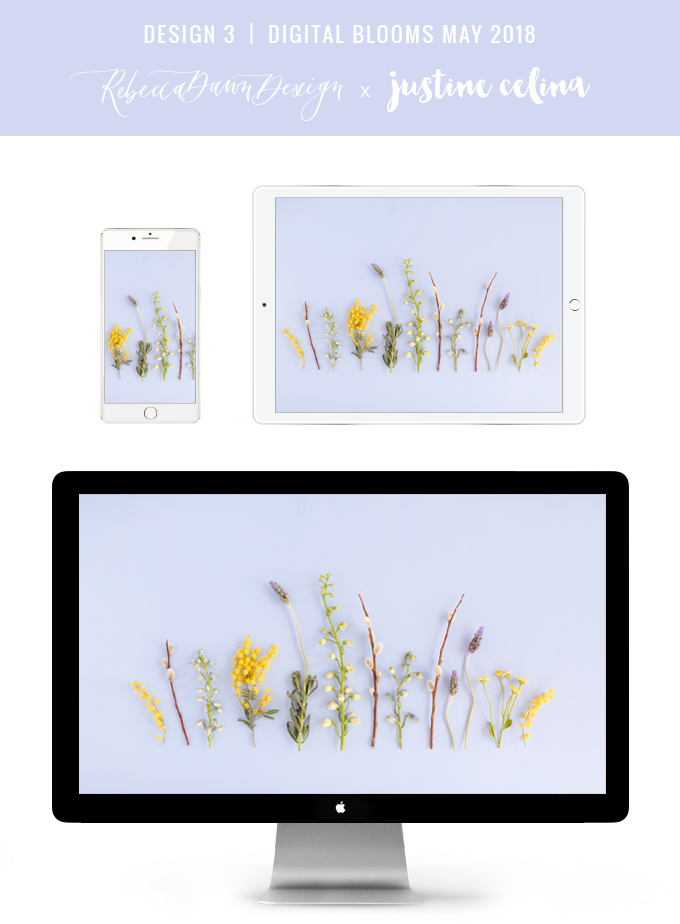 Digital Blooms May 2018 | Free Pantone Inspired Desktop Wallpapers for Spring | Free Pastel Tech Wallpapers | Design 3 // JustineCelina.com x Rebecca Dawn Design