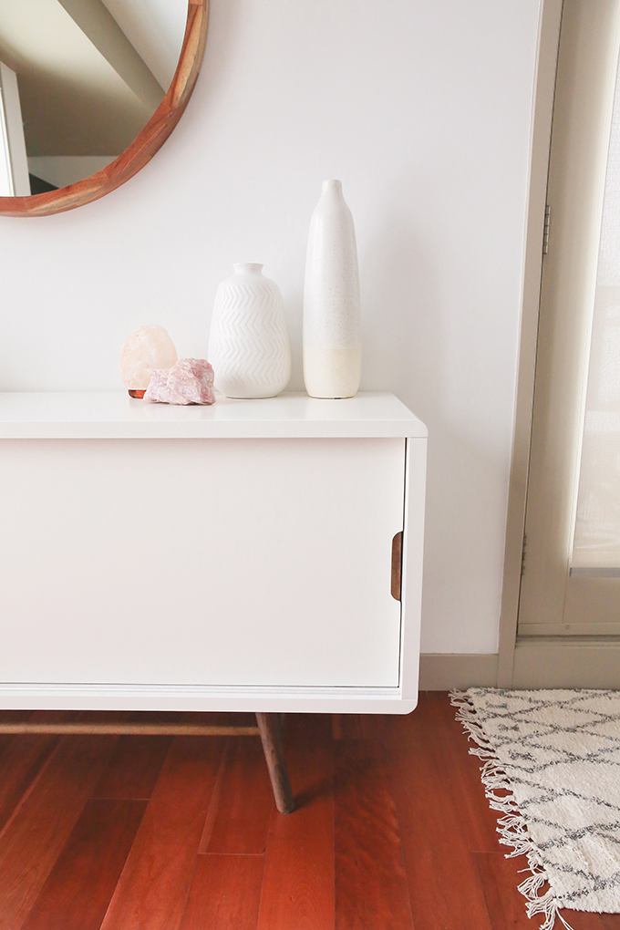 Our Living Room Furniture + $250 Structube #Giveaway | Structube Ocean 2 Door Sideboard | A Bohemian, Mid Century Modern Apartment in Calgary, Alberta, Canada | Justine Celina Maguire Living Room // JustineCelina.com