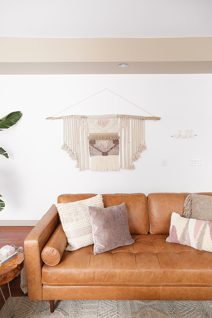 Our Living Room Furniture + $250 Structube #Giveaway | Structube KINSEY 100% Leather Sofa in Caramel | A Bohemian, Mid Century Modern Apartment in Calgary, Alberta, Canada | Justine Celina Maguire Living Room // JustineCelina.com