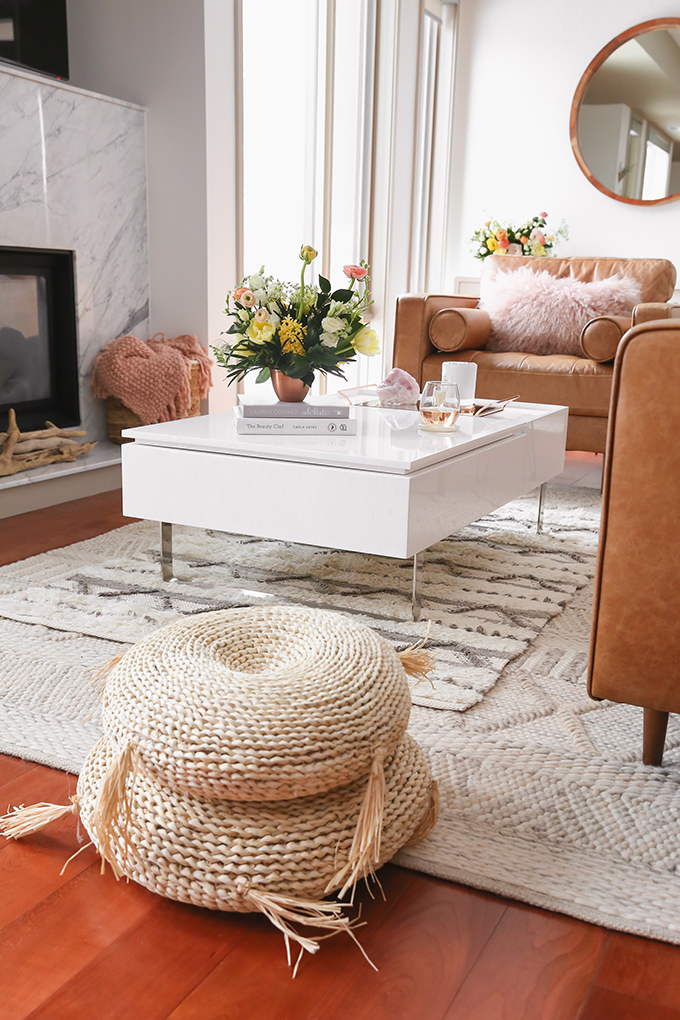 Our Living Room Furniture + $250 Structube #Giveaway | Structube VAKA Floor Cushions | A Bohemian, Mid Century Modern Apartment in Calgary, Alberta, Canada | Justine Celina Maguire Living Room // JustineCelina.com