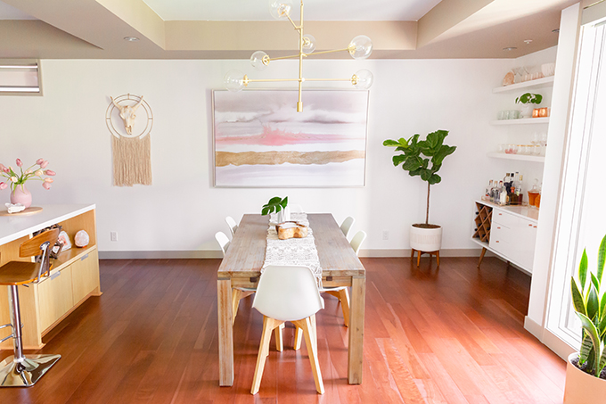 Dining Room / Bar / Kitchen Reveal in Partnership with HomeSense Canada | A Bohemian, Mid Century Modern Apartment in Calgary, Alberta, Canada // JustineCelina.com