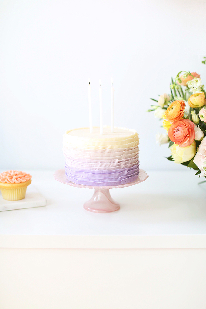 My 3rd Blogiversary + 10 Things I Learned in my Third Year of Blogging | Lavender Ombre Ruffle Cake | A Pantone Spring 2018 Inspired Birthday Celebration // JustineCelina.com