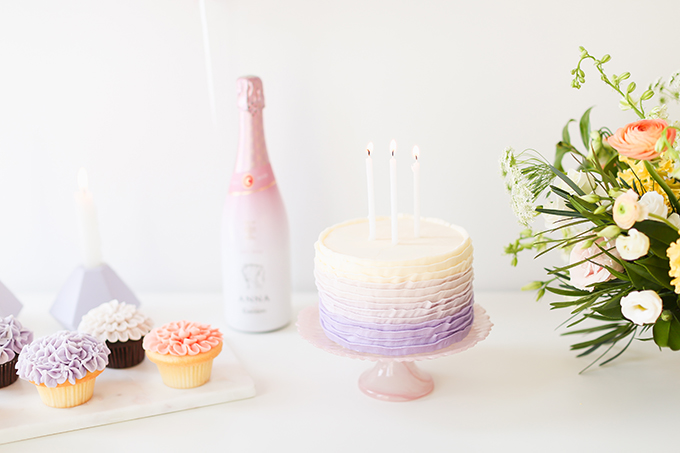 My 3rd Blogiversary + 10 Things I Learned in my Third Year of Blogging | Lavender and Blush Garden Cupcakes & Lavender Ombre Ruffle Cake | A Pantone Spring 2018 Inspired Birthday Celebration // JustineCelina.com