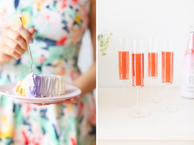 My 3rd Blogiversary + 10 Things I Learned in my Third Year of Blogging | Lavender Ombre Ruffle Cake + Sparkling Rosé Wine in Modern Champagne Flutes | A Pantone Spring 2018 Inspired Birthday Celebration // JustineCelina.com