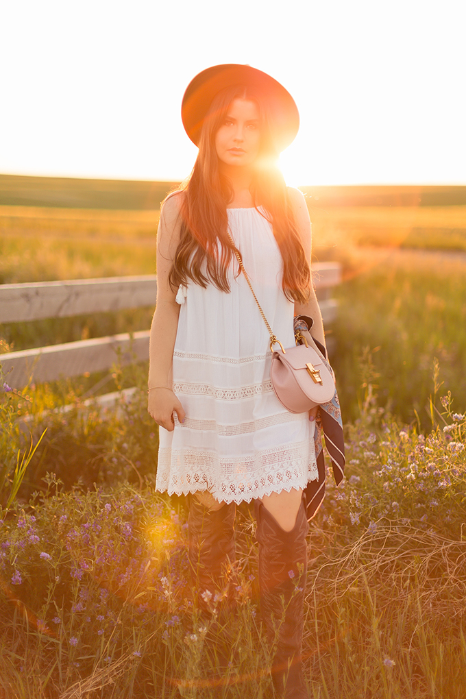 What to Wear to | The Calgary Stampede, Part II | In Partnership with Saks OFF 5TH | Alice + Olivia White Boho Dress // JustineCelina.com