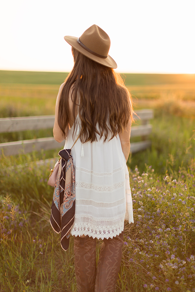 What to Wear to | The Calgary Stampede, Part II | In Partnership with Saks OFF 5TH | Alice + Olivia White Boho Dress // JustineCelina.com