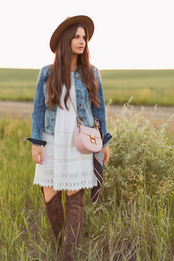 What to Wear to | The Calgary Stampede, Part II | In Partnership with Saks OFF 5TH | Alice + Olivia White Boho Dress | Calgary, Alberta Fashion Blogger // JustineCelina.com