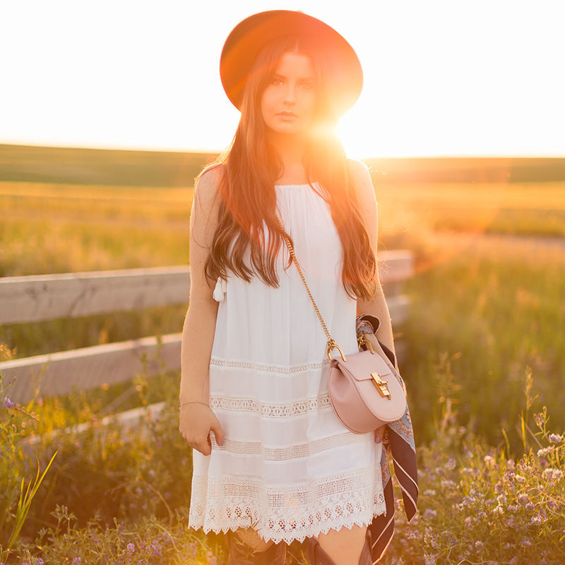 What to Wear to | The Calgary Stampede, Part II | In Partnership with Saks OFF 5TH | Alice + Olivia White Boho Dress | Calgary, Alberta Fashion Blogger // JustineCelina.com