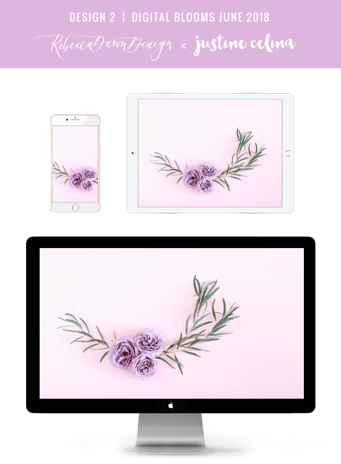 Digital Blooms June 2018 | Free Pantone Inspired Desktop Wallpapers for Spring and Summer | Free Pastel Tech Wallpapers | Design 2 // JustineCelina.com x Rebecca Dawn Design