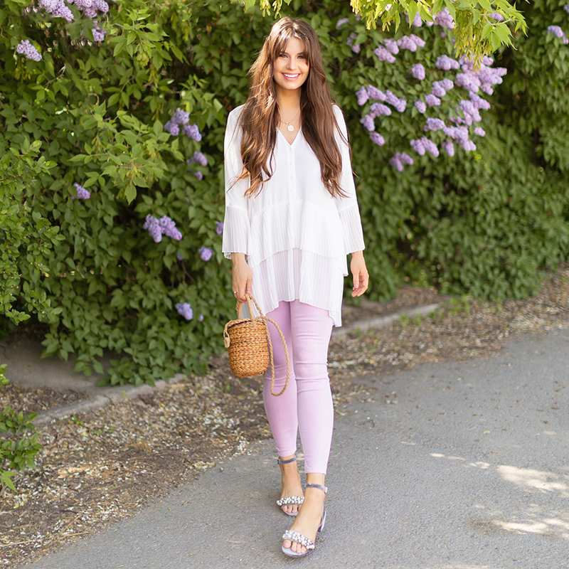 Two Work Outfits for Early Spring // Lavender + Pink + Florals