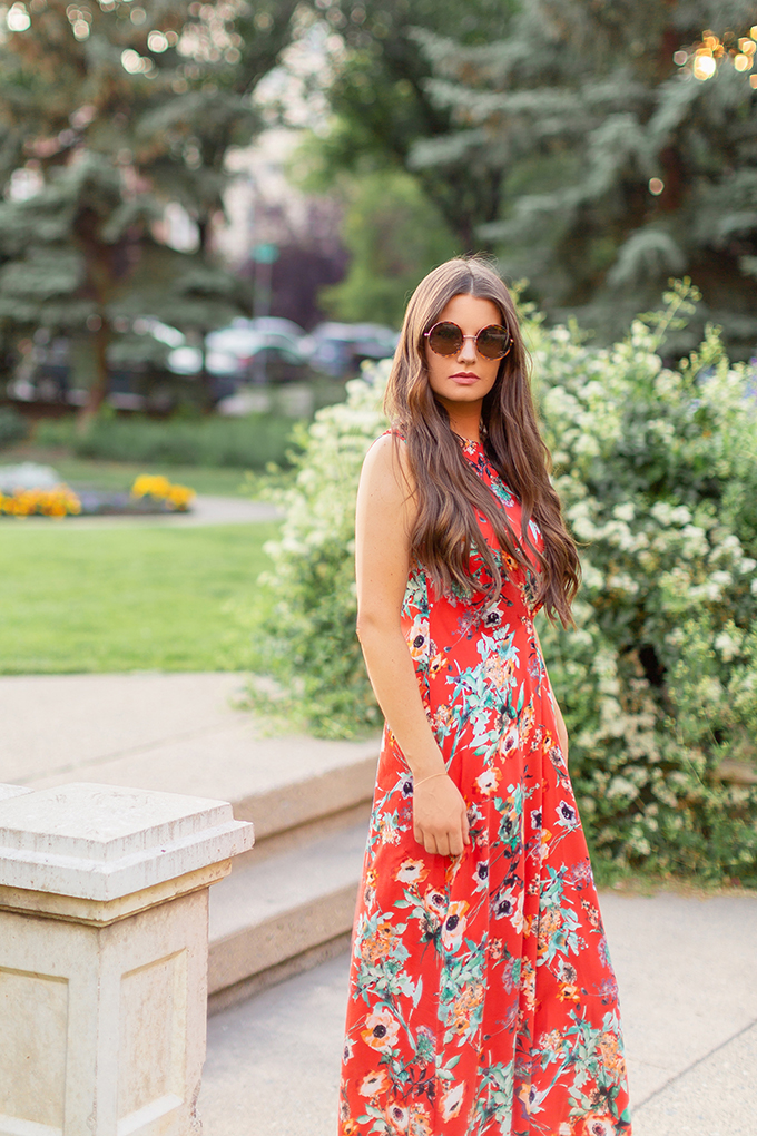 What to Wear To | A Garden Party // What is Garden Party Attire? | What to Wear to Garden Parties or Outdoor Summer Weddings | 3rd Floor Studio’s Ingrid Dress | Round Tortoise Sunglasses | Calgary, Alberta Fashion Blogger // JustineCelina.com