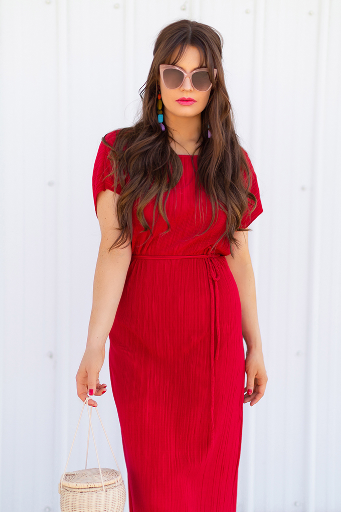 Colour Crush | Red | How to Style Red for Summer 2018 | Red to Toe | Monochromatic Red Outfit | CLARINS Water Lip Stain in Red Water // JustineCelina.com
