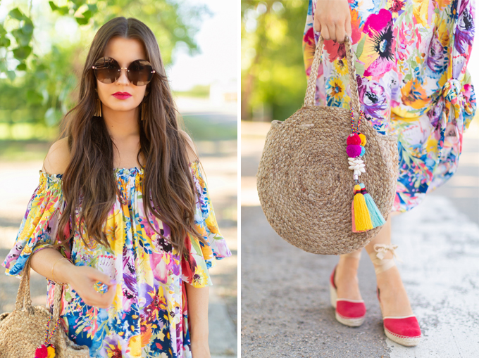Summer 2018 Trend Guide | Flower Power | Summer 2018 Trends | How to Style Flowy Floral Dresses, Espadrilles and Circular Bags for Summer // JustineCelina.com