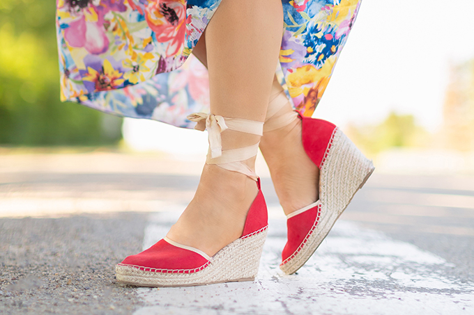 Summer 2018 Trend Guide | Flower Power | Summer 2018 Trends | Topshop Williams Espadrille Red Wedges // JustineCelina.com