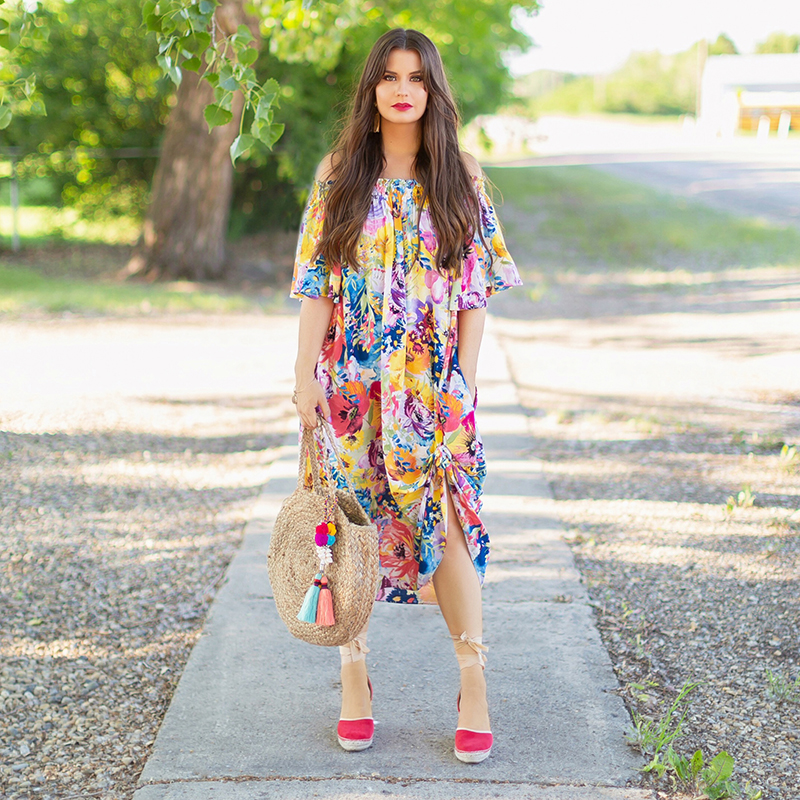 Summer 2018 Trend Guide | Flower Power | Summer 2018 Trends | How to Style Flowy Floral Dresses, Espadrilles and Circular Bags for Summer // JustineCelina.com