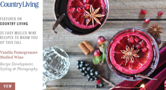 Justine Celina's Vanilla Pomegranate Mulled Wine featured in Country Living’s of Canada's 25 Easy Mulled Wine Recipes to Warm You Up This Fall recipe roundup // JustineCelina.com