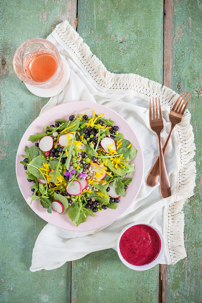 Summer Bounty Salad with Saskatoon Cider Vinaigrette | #Vegan #GlutenFree #FarmtoTable Summer Salad Recipes using locally grown Alberta produce | Calgary Food & Lifestyle Blogger // JustineCelina.com 