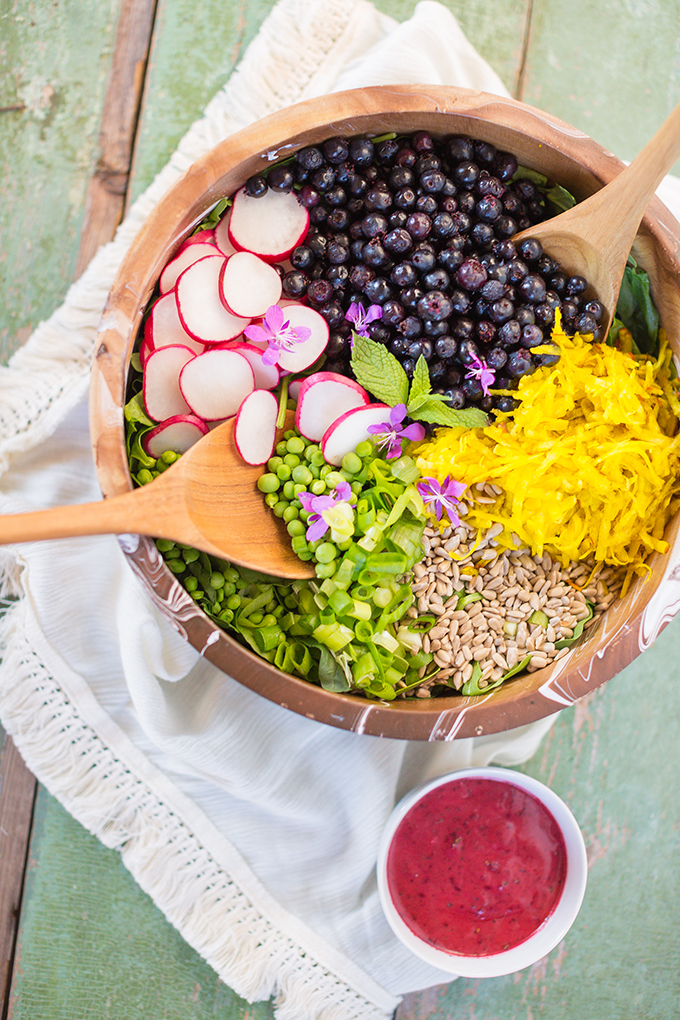 Summer Bounty Salad with Saskatoon Cider Vinaigrette | #Vegan #GlutenFree #FarmtoTable Summer Salad Recipes using locally grown Alberta produce | Calgary Food & Lifestyle Blogger // JustineCelina.com