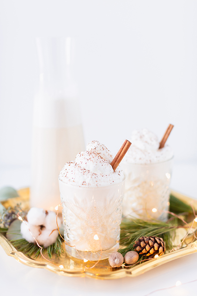 Homemade Dairy Free Coconut Rum Eggnog | The Best Homemade Eggnog Recipe | The Best Rum & Eggnog Recipe | #DairyFree #Vegetarian #GlutenFree #RefinedSugarFree | Healthier Homemade Eggnog Recipe | Clean Homemade Eggnog Recipe // JustineCelina.com