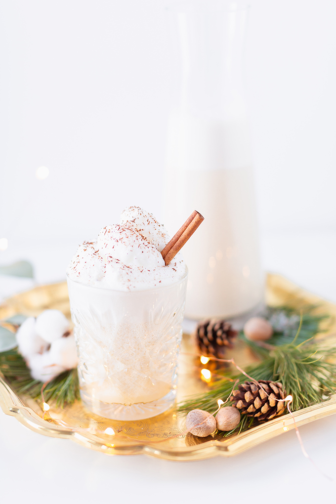  Homemade Dairy Free Coconut Rum Eggnog | The Best Homemade Eggnog Recipe | The Best Rum & Eggnog Recipe | #DairyFree #Vegetarian #GlutenFree #RefinedSugarFree | Healthier Homemade Eggnog Recipe | Clean Homemade Eggnog Recipe | Eau Claire Distillery Gin Rummy Eggnog // JustineCelina.com