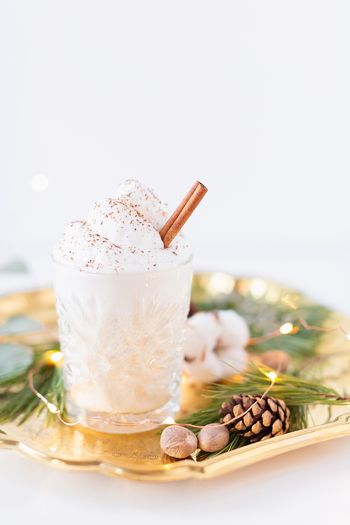 Homemade Dairy Free Coconut Rum Eggnog | The Best Homemade Eggnog Recipe | The Best Rum & Eggnog Recipe | #DairyFree #Vegetarian #GlutenFree #RefinedSugarFree | Healthier Homemade Eggnog Recipe | Clean Homemade Eggnog Recipe // JustineCelina.com