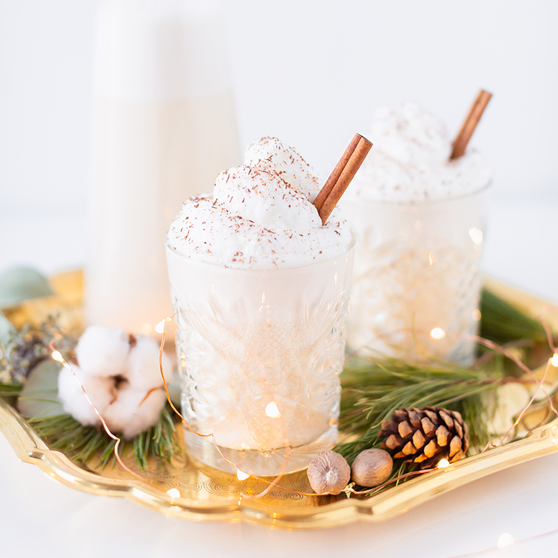 Eggnog In Glasses On White Wooden Table Stock Photo, Picture and