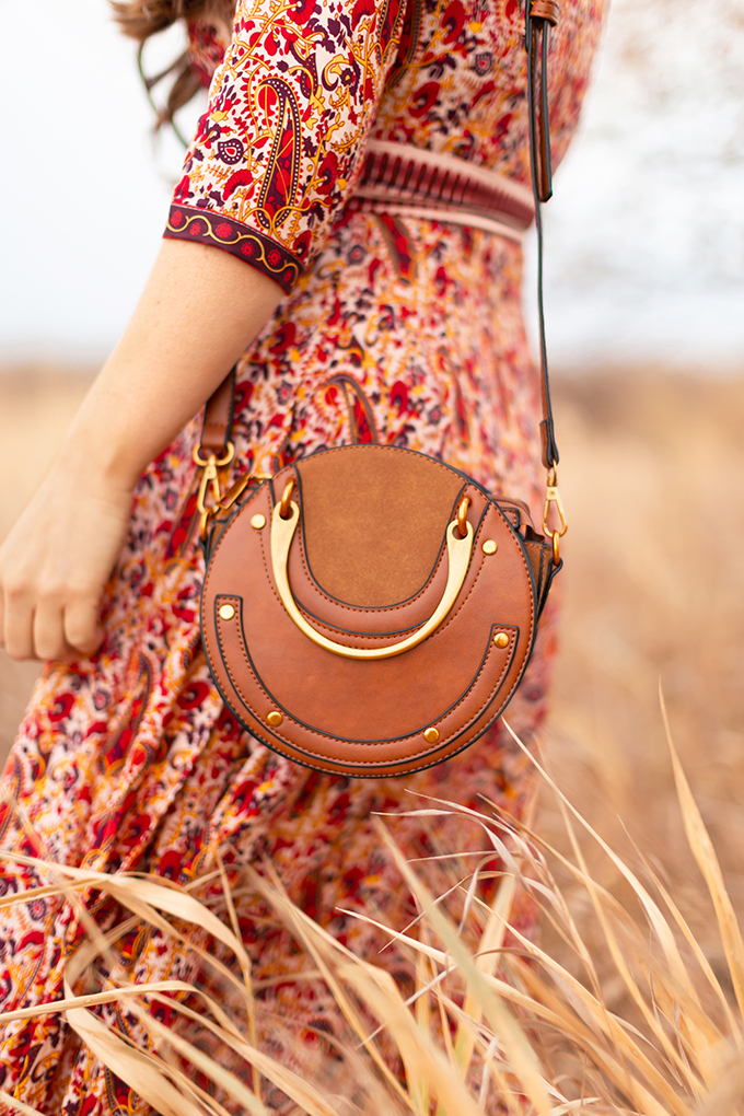 Pattern Play | Paisley | SheIn Paisley Print Wrap Dress | Rust Chloe Pixie Dupe | The Best Chloe Pixie Dupes Under $50 | The Best Chloe Pixie Dupes Under $100 // JustineCelina.com