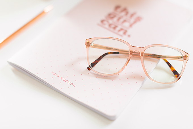 2018 Review + 2019 Goals | Calgary Lifestyle Blogger | 2019 Planning and Goal Setting | Entrepreneur Working from Home | Goal Setting for 2019 | Bonlook Lauren Blue Light Blocking Glasses In Peach // JustineCelina.com