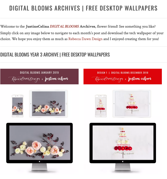 Browse the JustineCelina Digital Blooms archives | 3 years of free floral tech wallpapers // JustineCelina.com