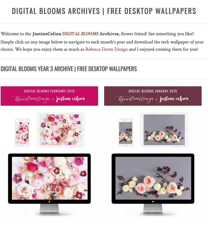 Browse the JustineCelina Digital Blooms archives | 3 years of free floral tech wallpapers // JustineCelina.com