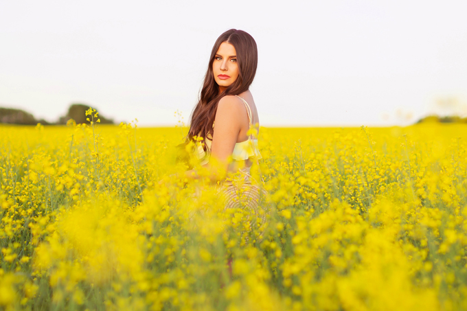 Another Trip Around The Sun | Brunette woman in a field of canola wearing a button-front ombre maxi dress at sunset celebrating her birthday | Bohemian Summer Outfit Ideas | Leo Season | Calgary, Alberta, Canada Lifestyle and Fashion Blogger, Justine Celina Maguire | JustineCelina Birthday | JustineCelina.com